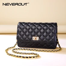 NEVEROUT женская маленькая сумка с клапаном, дизайнерская женская сумка из овчины, ромбовидная решетка, натуральная кожа, сумка через плечо, роскошные сумки