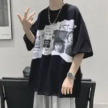 T shirt rétro américain pour hommes et femmes, à manches courtes et col rond, imprimé, ample et décontracté, pour couple, haut de marque hip hop, été 