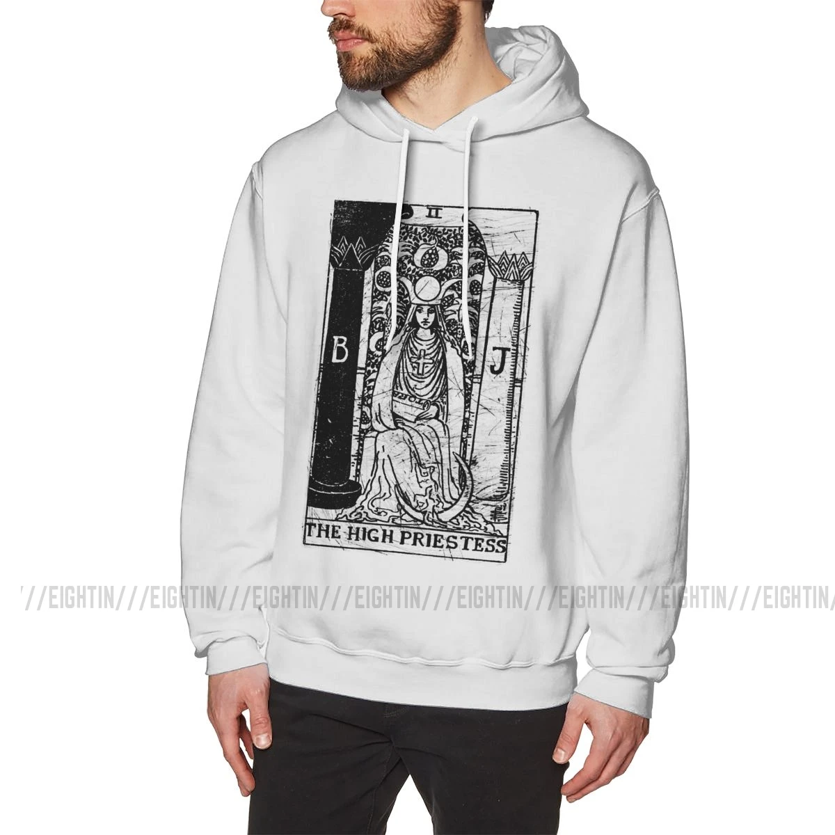 Crazy Hoodie Man The High Priestess Tarot Card Major Arcana Fortune Telling Occult хлопковая толстовка с капюшоном с принтом топы с капюшоном - Цвет: Белый