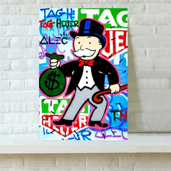

Canvas Pictures Home Decor Alec Monopoly Prints Wall Artwork Graffiti Modular Poster Paintings Dollar Living Room