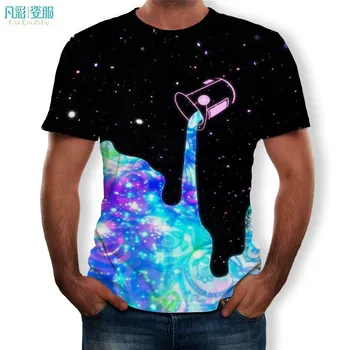 

Fashion casual pouring milk T-shirts 3d printing round neck rock tshirt gym t shirt oversized t shirt men harajuku shirt men