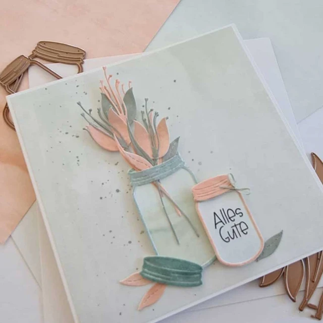 Mézes Konzerv Tavaszi Üdvözlőkártya Dekoráció Fémvágás Diy Scrapbooking Kézműves Dombornyomás Készítése Albumok - Image 2