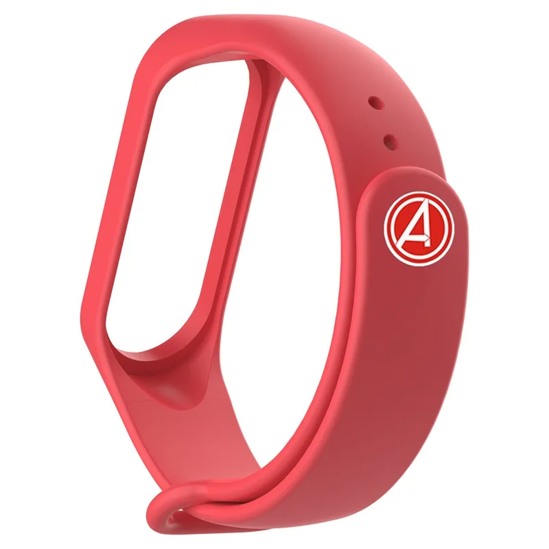 Red A Для Xiaomi mi Band 4 ремень Мстители для mi band 4 браслет для mi Band 3 умный Силиконовый Браслет замена браслета для mi Band4 3 - Цвет: Red A