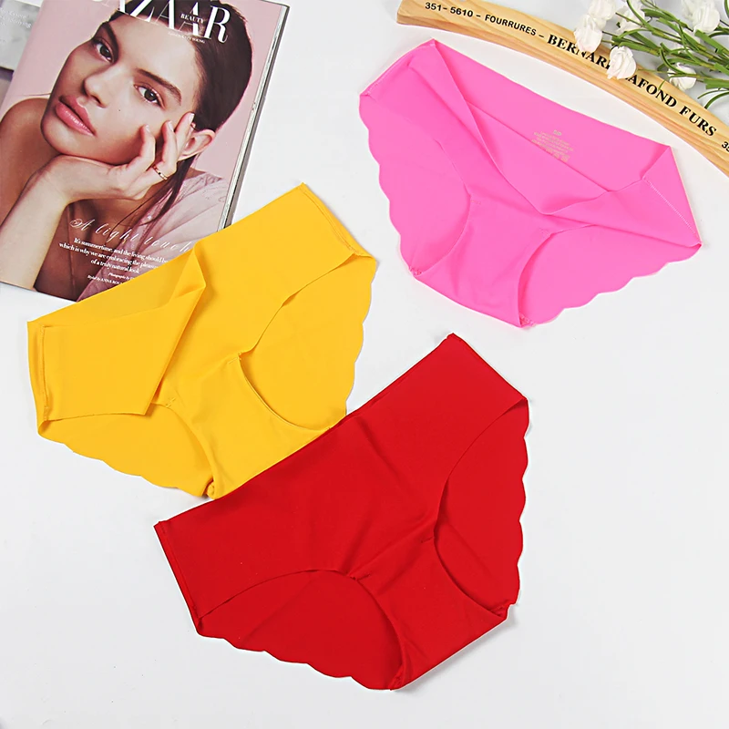 3 шт. шелковые бесшовные трусики из ледяного шелка сексуальные женские