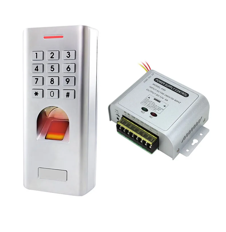 IP66 1000 пользователей автономный считыватель отпечатков пальцев с клавиатурой контроля доступа с адаптером питания 12 В 5a для дверного замка Открывания Ворот - Цвет: with metal power box