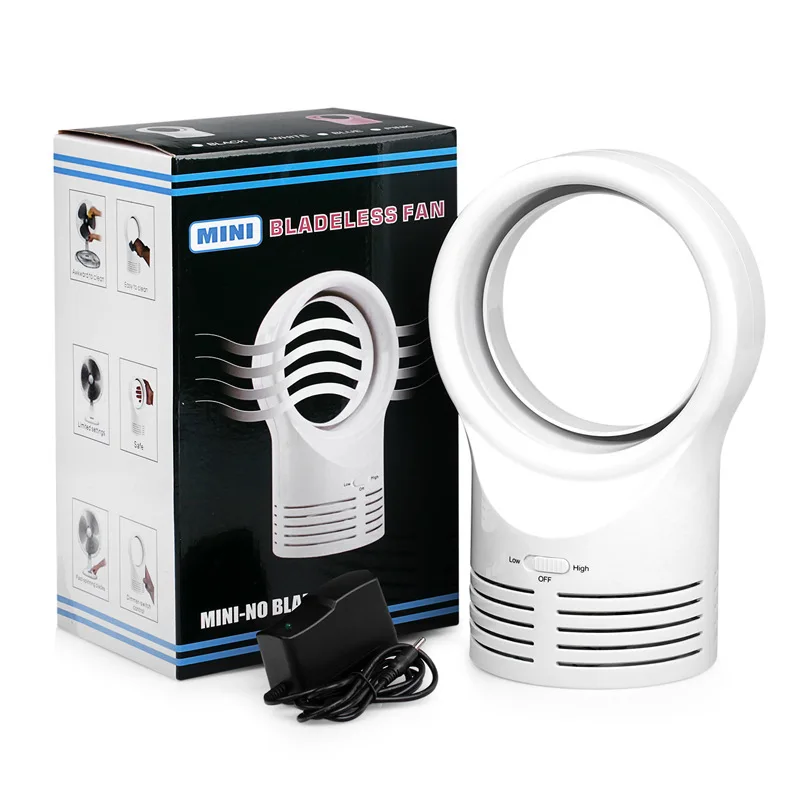

Large Size Bladeless Fan Mute Students Plug Charging Small Fan Creative Desktop Office Mini Fan
