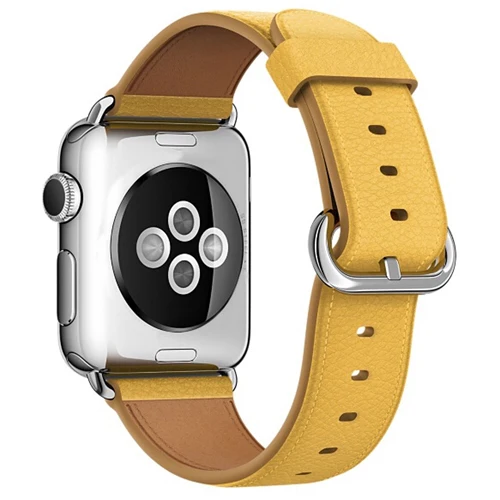 Ремешок для наручных часов Apple watch, ремешок 42 мм, 38 мм, версия в одиночку кожаный браслет, ремешок на запястье для наручных часов Iwatch серии 5/4/3/2/1 44 мм 40mmAccessories - Цвет ремешка: 12-Yellow