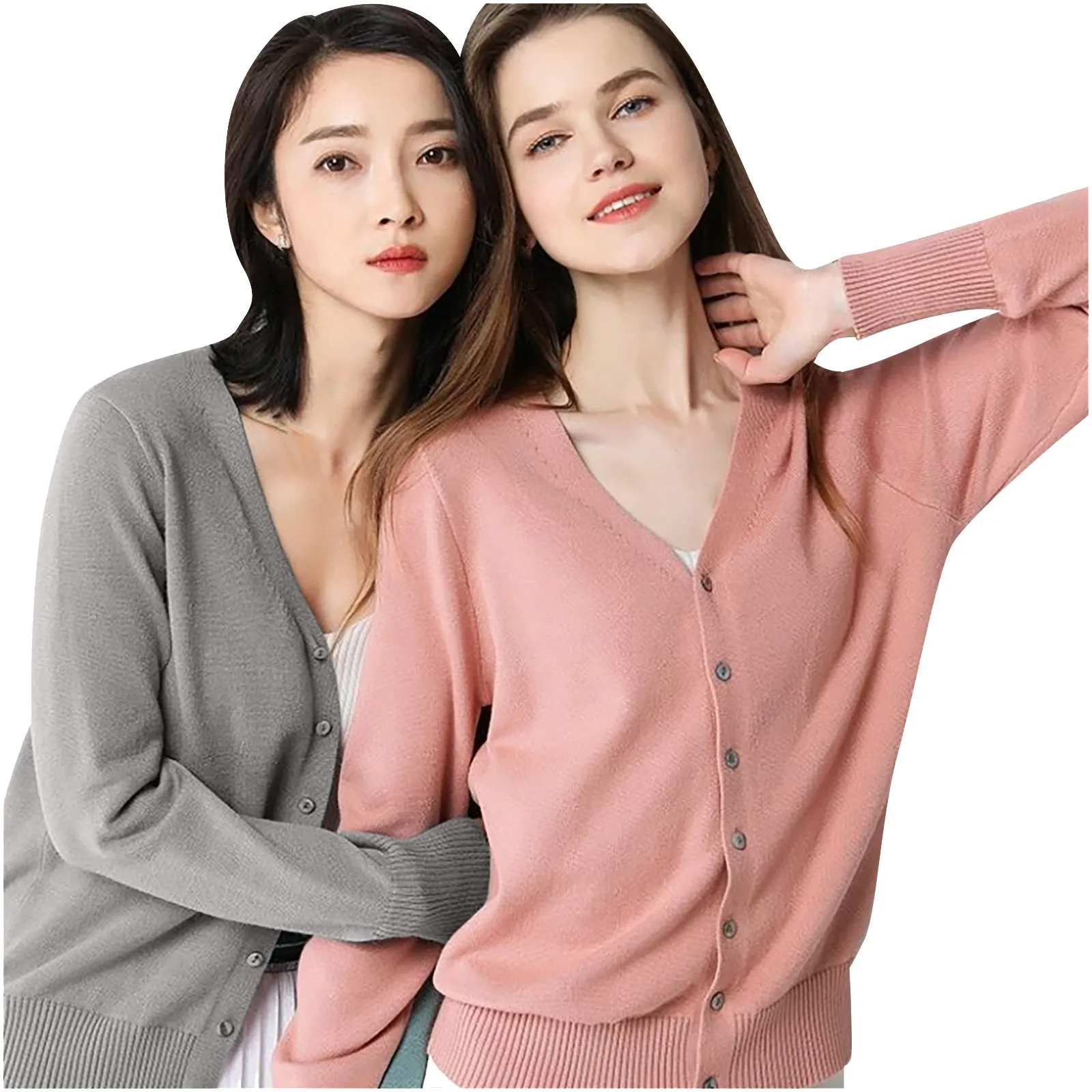 Cardigan Women's Solid Plush Sweatshirt Casual Long Sleeve Jacket Loose Coat Women Cardigan 1
