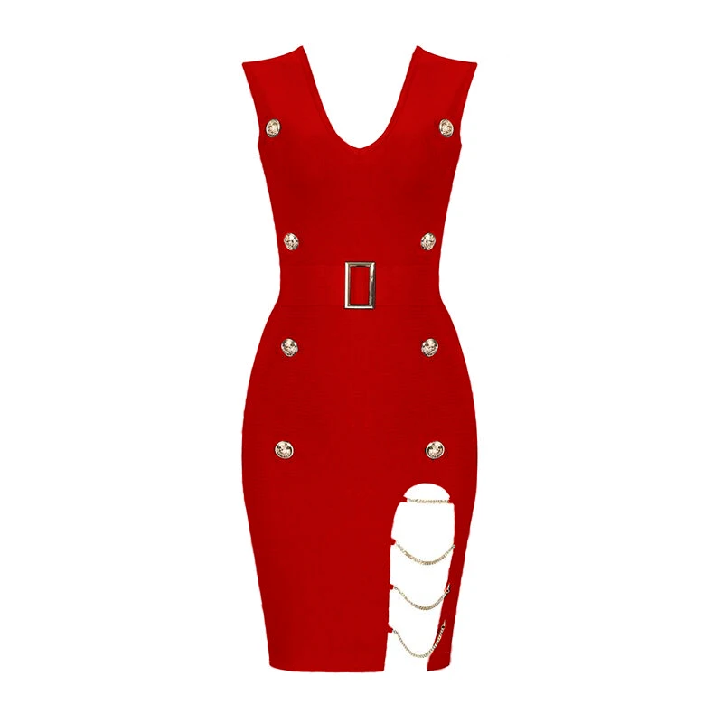 Vestidos, летнее платье, женское, сексуальное, с вырезами, на пуговицах, черное, Бандажное платье, женское, Vesitidos, вискоза, облегающее, мини, вечерние, платье - Цвет: H228-Red