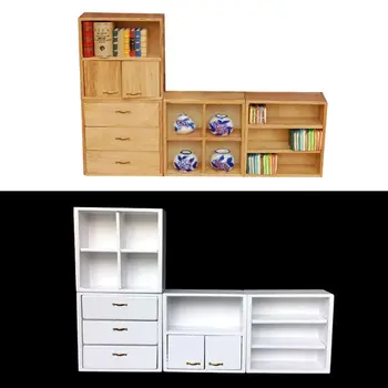 

1:12 Dollhouse Miniature Cabinet Wooden Bedroom Cupboard Mini Bookshelf Display