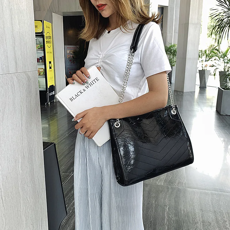 

2019 Summer New Style One-Shoulder Tote Bag Versitile Fashion Large Capacity Soft Leather Chain WOMEN'S Bag Casual Fashion