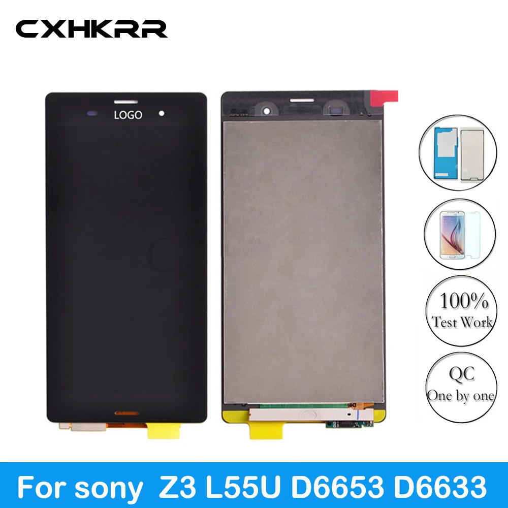 

CXHKRR 100% Tested LCD screen Digitizer Assembly with frame For sony Xperia Z3 L55U D6653 D6633 LCD+adhesive +Glass film Gift