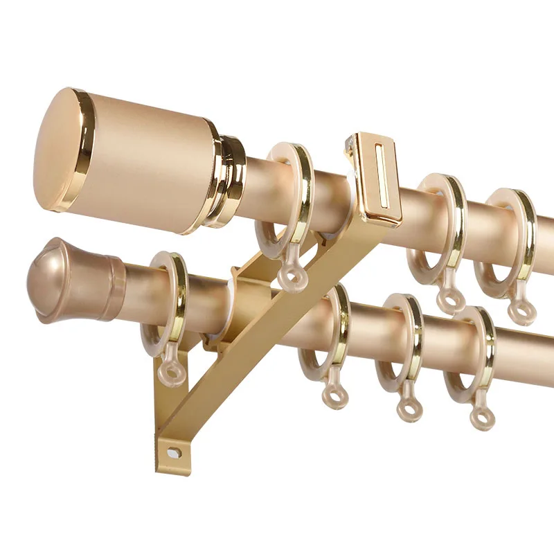 

United States, Spain Luxurious Single and Double Gold Roman Rods Mute Europe Curtain Pole Aluminum Alloy Include Accessories