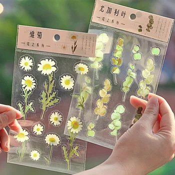 

3D Flower Plant Stickers New PET Sticker Lifelike Floral Stickers Kids Toys Stationery Sticker for DIY Diary Scrapbooking Decor