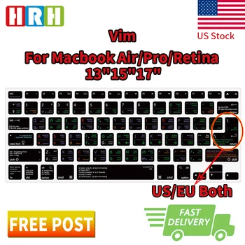 

HRH Vim/VI Functional Shortcuts Hotkeys Silicone Keyboard Cover Skin Protector For Macbook Air Pro Retina 13"15" 17"