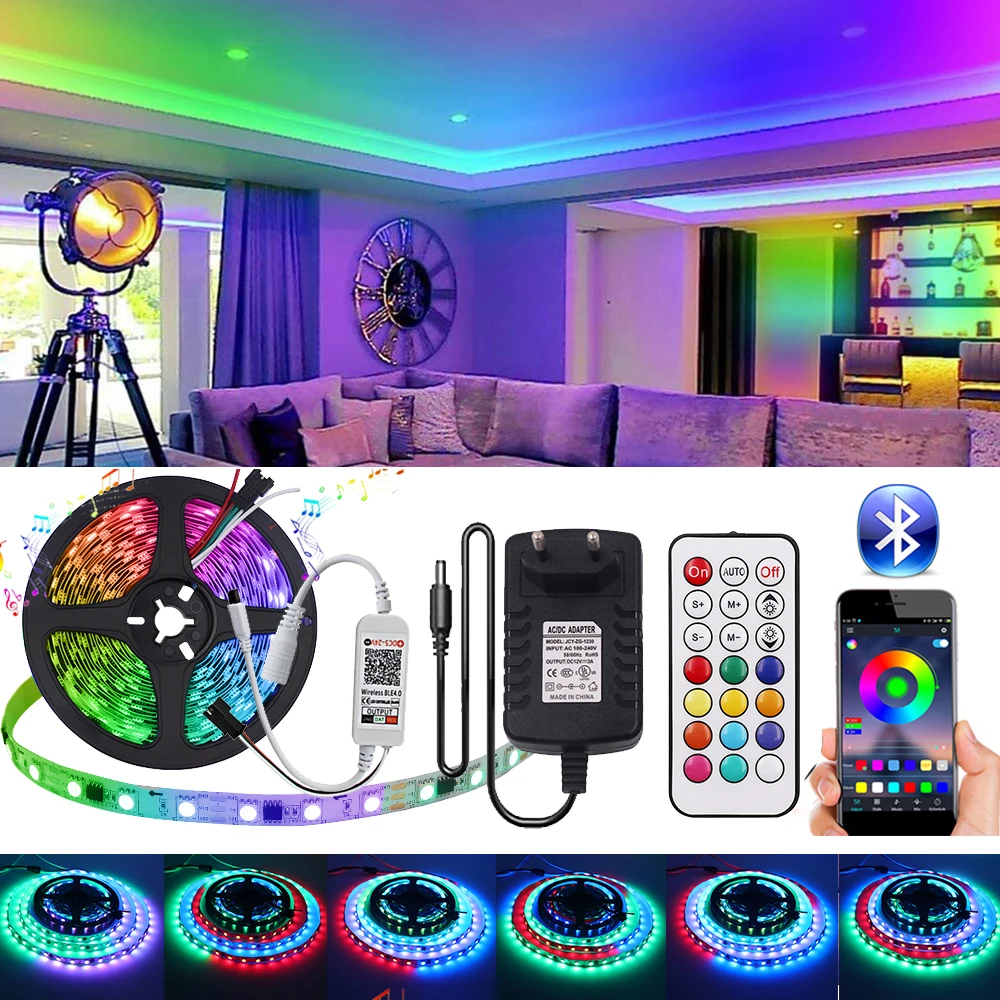 

DC 12V Bluetooth Music Control WS2811 RGB LED Strip Set Flexible Ribbon Diode Light Lamp For Home Decoration 5m