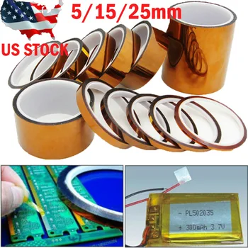 

Gold Heat Resistant Tape 5/15/25mmX33m 100ft Kapton Adhesive Tapes BGA High Temperature Polyimide Gold for Electronic Industry