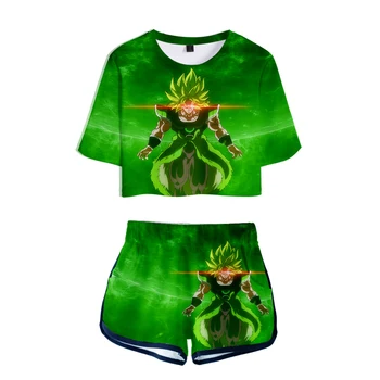 

DRAGON BALL New Clothes 3D Casual swomen Print Summer sexy Two Pieces sets Women shorts and crop tops 2019 Cool Hot Sale Plus