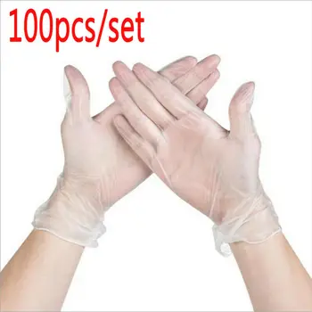 

100x Transparent Disposable PVC Gloves Latex Garden Gloves Home Cleaning