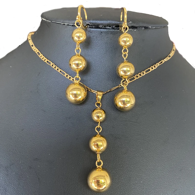 Classic Gold Color Beads Chain Necklace 
