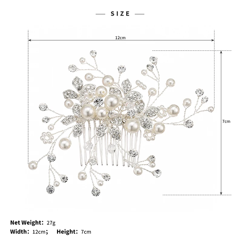 Handmade Pearl Hair Comb Bride Wedding Hair Accessories Bridal Headpiece Jewelry for Women Party Headwear Prom Bridesmaid Gift