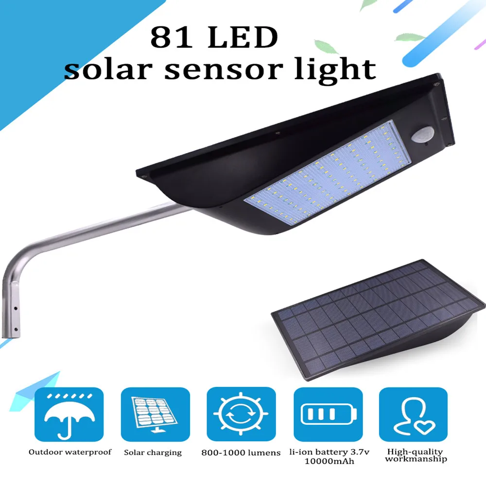 Solar Night Light Strong Light Power Outdoor IP65 1000 Lumen 81 /110 Leds Solar Street Light