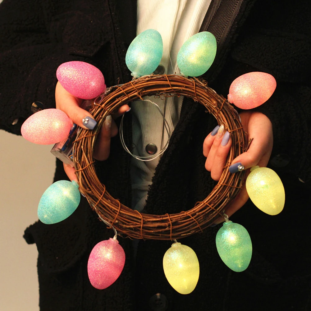 

Creative LED Easter Egg String Lights Decorative Operated Rattan Wreath Garland Lamp for Bedroom Home Party Festival Decoration