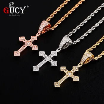 

GUCY Fashion Cross Pendant With 4mm Tennis Chain Necklace AAAA Cubic Zircon Men's Women Pendant Hip Hop Jewelry For Gift