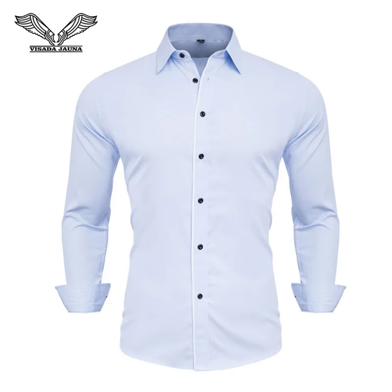 100% Cotton Men's Dress Casual Shirt Long Sleeve Plus Size 8xl 7xl 6xl High Quality Fashion Style Striped Color White Blue N5136