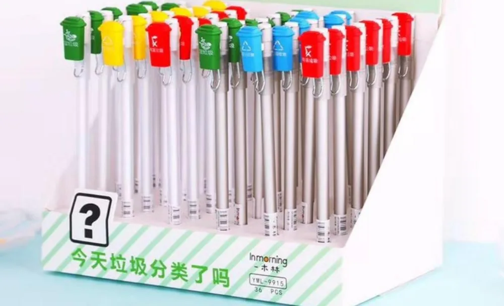 Refuse classification gel pen cartoon neutral pen student prize school stationery office black write pen promotion gift 36pc/lot