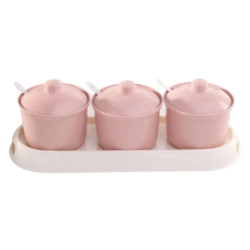 Wheat Stalk Seasoning Box Environmental Protection Set Household Kitchen Supplies Jar Oil Salt Cans | Дом и сад