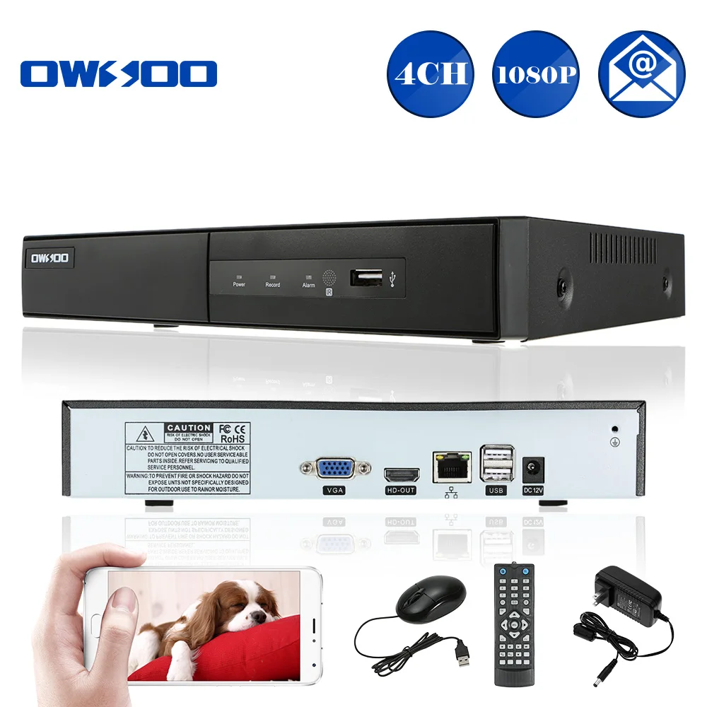 

OWSOO 1080P 4CH NVR CCTV Network Video Recorder P2P Motion Detection Onvif NVR Recorder For CCTV Security IP Camera System