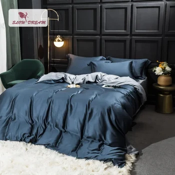 

Slowdream Natural Fabric 100% Pure Real Silk 25 Momme Bedding Set Duvet Cover Flat Sheet Pillowcase Bed Linen Double Bedspread