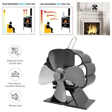 

4 Blades Black Fireplace Heat Powered Stove Fan Log Wood Burner Eco Friendly Quiet Fan Home Efficient Heat Distribution