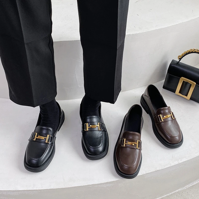 Mocasines con plataforma para mujer, de piel con suelas blandas, informales, 2022|Zapatos de mujer| - AliExpress