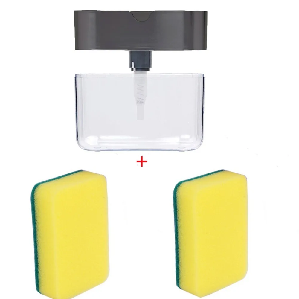 3pcs 2-in-1 soap dispenser and sponge 13 ounces of dishwashing liquid kitchen sink sponge holder + 2pc sponge  20D30 (3)