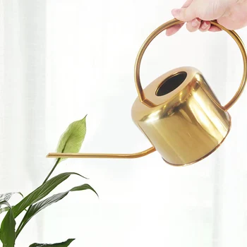 

Long Mouth Stainless Steel Watering Pot European Gardening Creative Small Sprinkling Pot 1.3L Gold Gardening Tools and Equipment