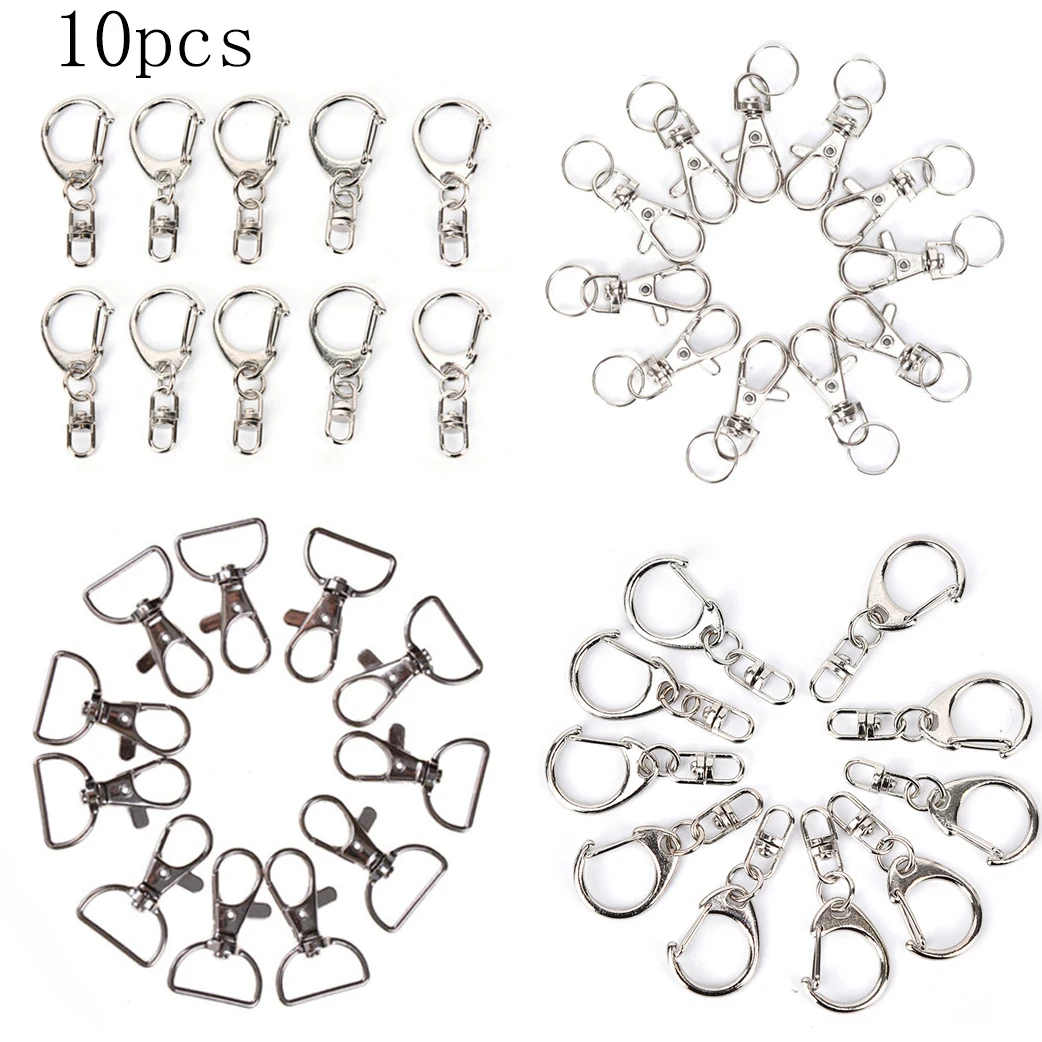 

10pcs Polished Silver Color Heart Shape Keyring Keychain Split Ring With Short Chain Key Ring DIY Key Chains Access