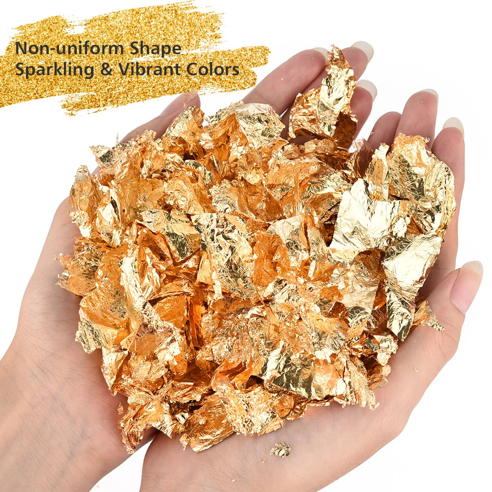 Золотая фольга хлопья медные имитация золотых листьев для смолы ювелирные