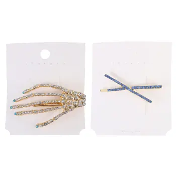 

2pcs Halloween Hairpin Skeleton Claw Hair Clip Rhinestone Headdress Hair Jewelry