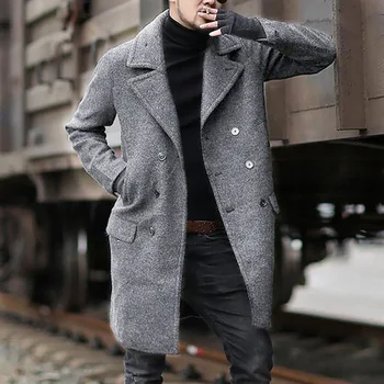 

Men Wool Blends Coats Autumn Winter New Solid Color High Quality Men's Wool Jacket Luxurious Brand Clothing