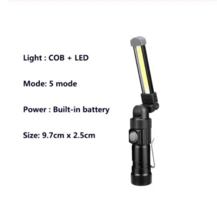 USB перезаряжаемый портативный светодиодный светильник-вспышка, магнитный фонарь, 5 режимов, рабочий светильник, COB инспекционная лампа для улицы, кемпинга, рабочего автомобиля - Испускаемый цвет: Type 2