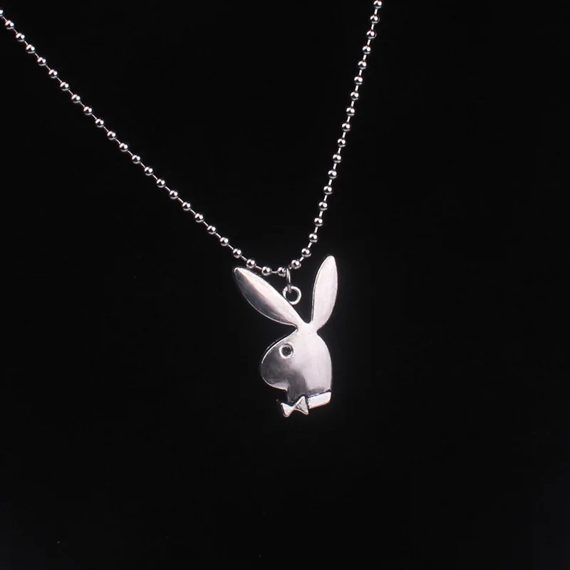 New women fashion cute long ear bunny pendant necklaces charm playboy necklace party jewelry collier femme