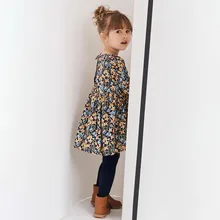 Little maven/Модная брендовая осенняя одежда для маленьких девочек; платье с драпировкой; Хлопковое платье с цветочным принтом для маленьких девочек; S0378