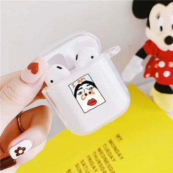 

Cool Abstract art Clear Earphone Case For Apple AirPods 2 1 Cute Girl Soft Transparent Protective Cover Animal Charging Box Capa