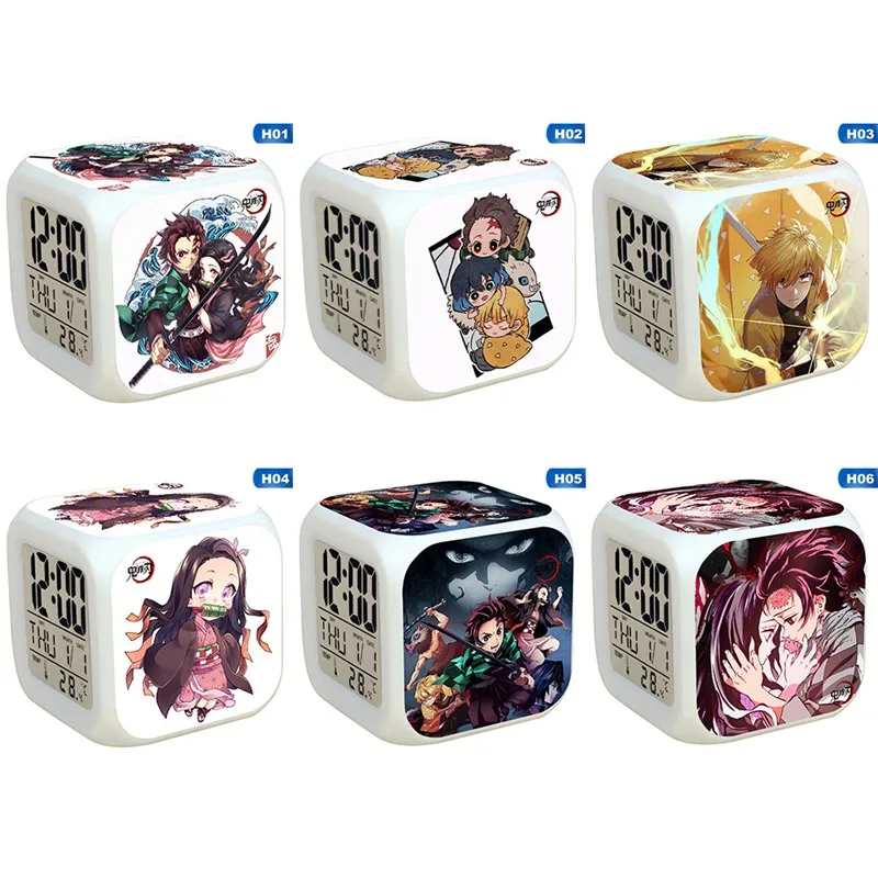 Аниме демон убийца Kimetsu No Yaiba Kamado Tanjirou Kamado Nezuko будильник светодиодный мигающий сенсорный светильник забавные детские игрушки