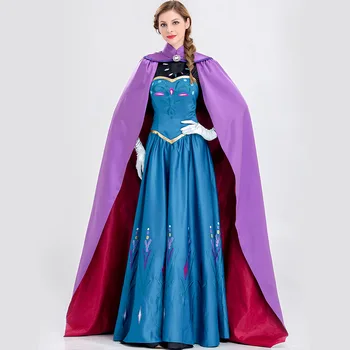 

Ice and Snow Margin Princess Skirt Adult Queen Anna Cape Dress Cost Dresses for European and American Performing Dresses