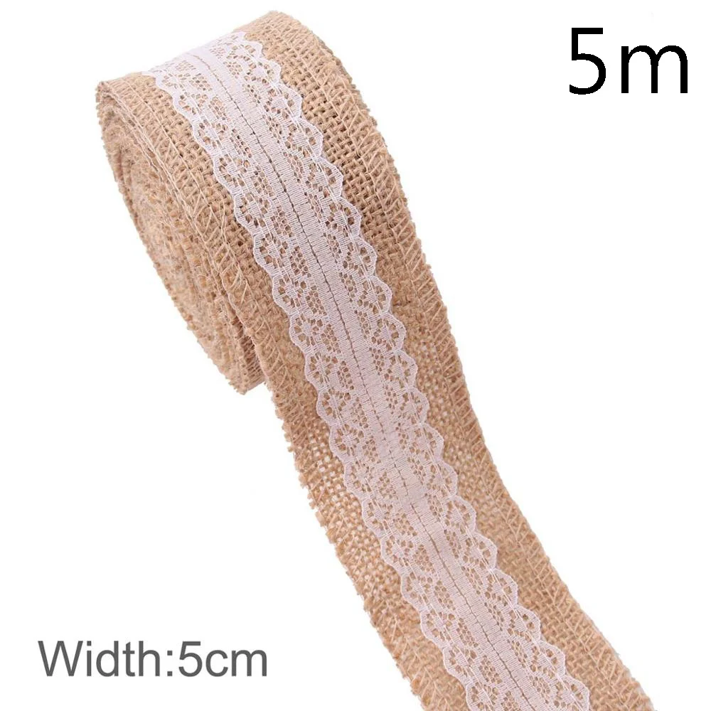 5m Style 1 QIFU 2/5M из натурального джута ленты в декорированном мешковиной горшке джутовое кружево декорированном мешковиной горшке ленты из натурального джута Свадебные украшения рустикальная Свадьба Центральные рустикальная свадьба - Цвет: 5m Style 1