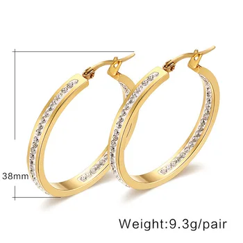 

FXM GK7 arrival fashion jewelry for women birthday gift gold metal with stone Simple titanium steel men's 0 shape earring