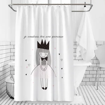 

Little girl printing shower curtain cartoon waterproof and mildew proof shower curtain toilet bathroom partition curtain